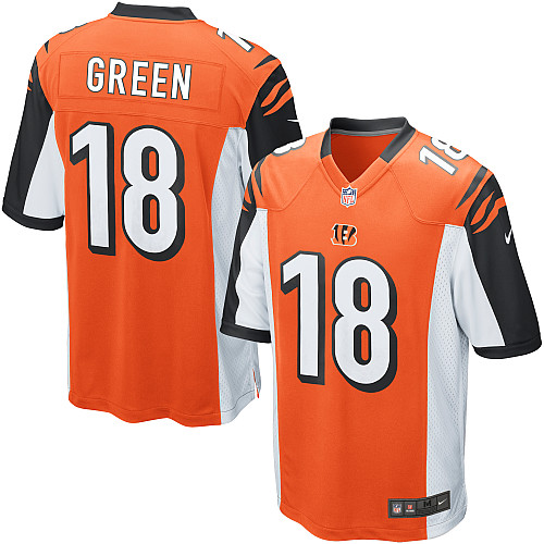 Men's Game A.J. Green Nike Jersey Orange Alternate - #18 NFL Cincinnati Bengals